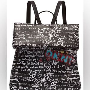 DKNY Tilly Graffiti Foldover Backpack NWT